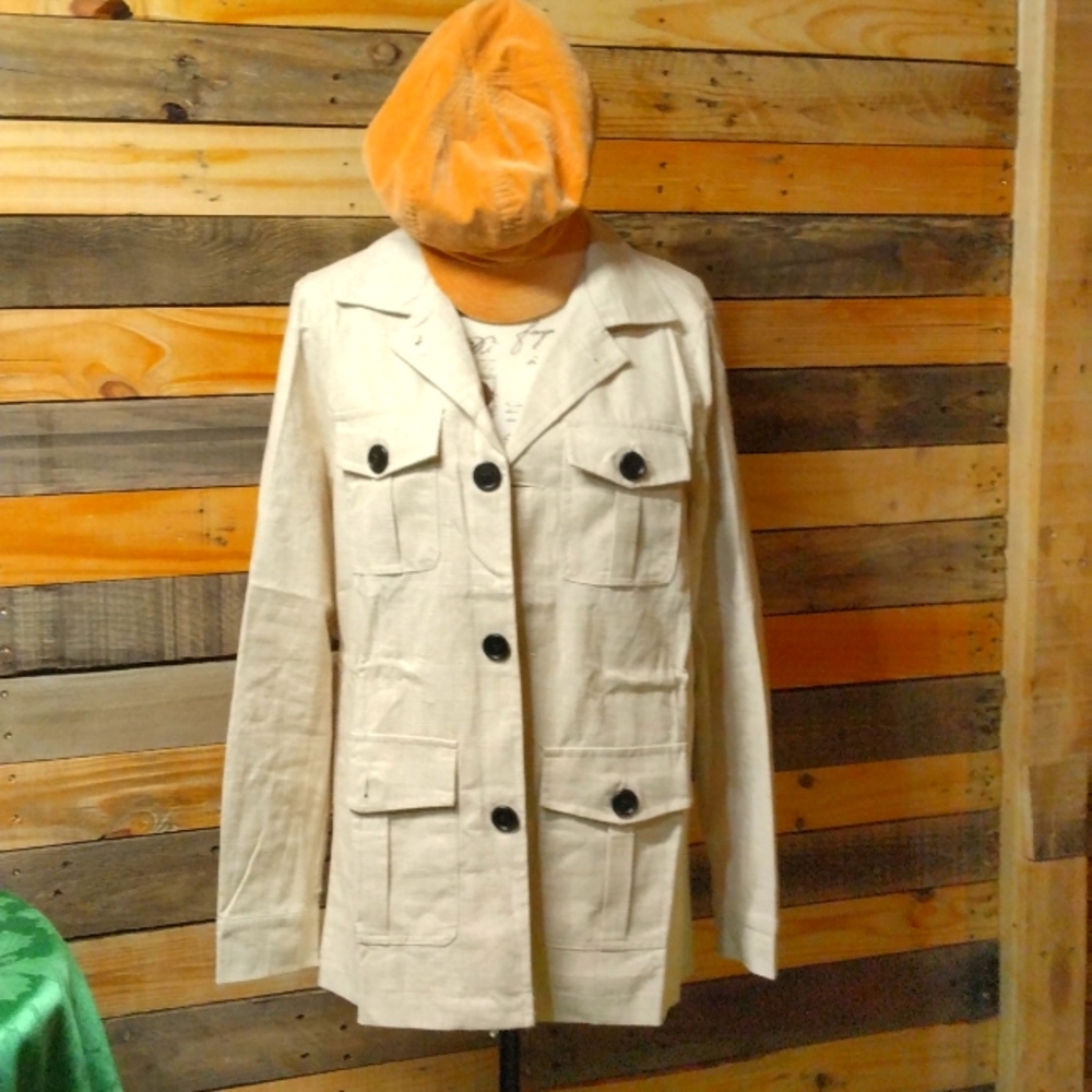 Unisex flax linen jacket 🧥 brand new with tags , cargo , size XL